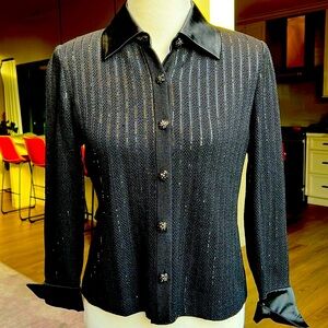 St John Stunning Evening jacket in with Black crystal embellished buttons.